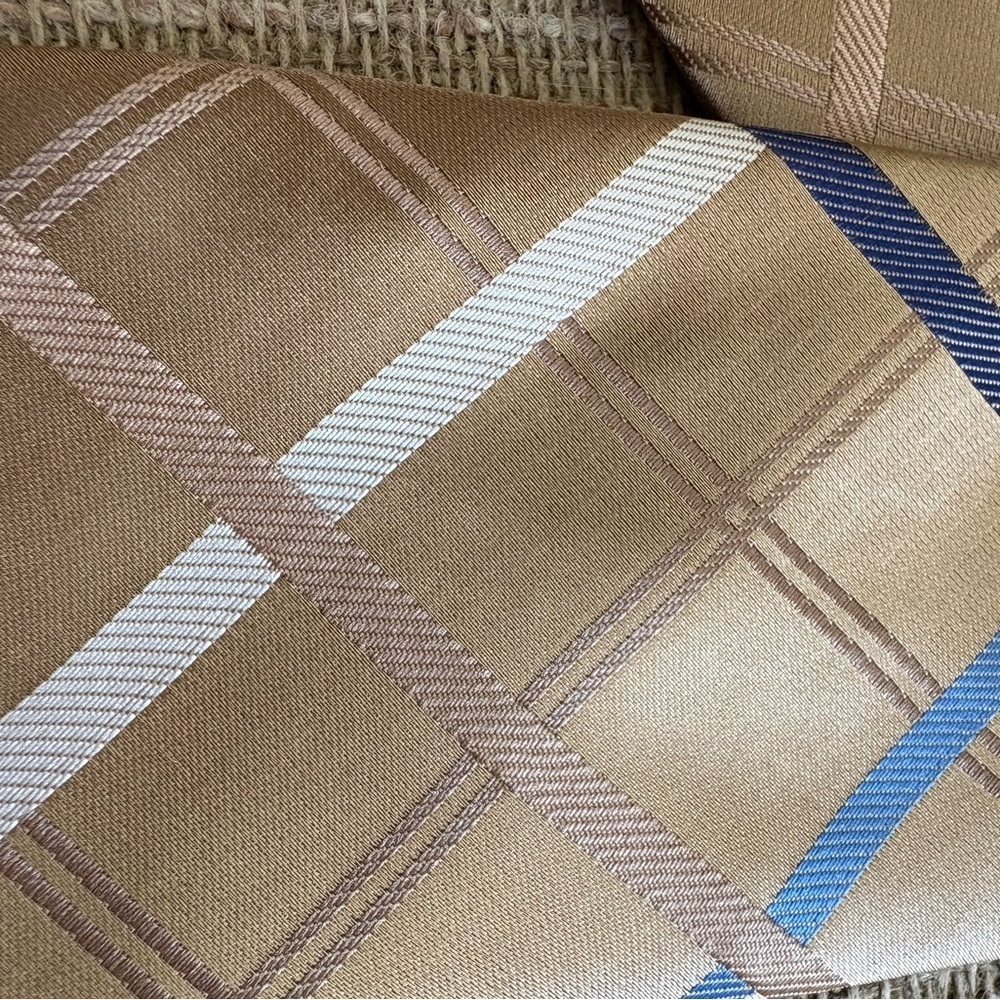 Classic Taupe & Blue Plaid Saddlebred Tie NWT! - Picture 6 of 7